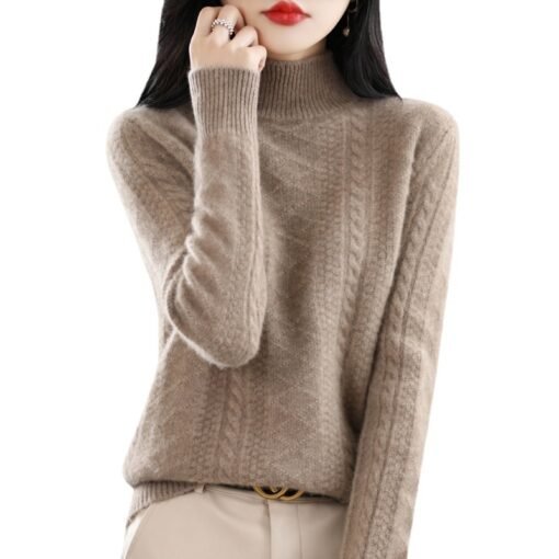 Vapetix S-3XL  Pure Wool Seven-needle Double-strand Thickened Half-high Neck Women's Knitted Sweater Pullover Warm - Image 9