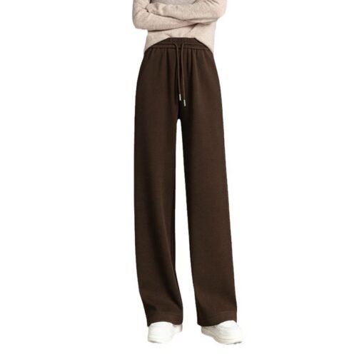 Vapetix S80-115 pounds-XL145-160 pounds  Cashmere Acetate fleece-lined Thickened Women's Wide-leg Straight Pants Autumn and Winter Long Loos - Imagen 9