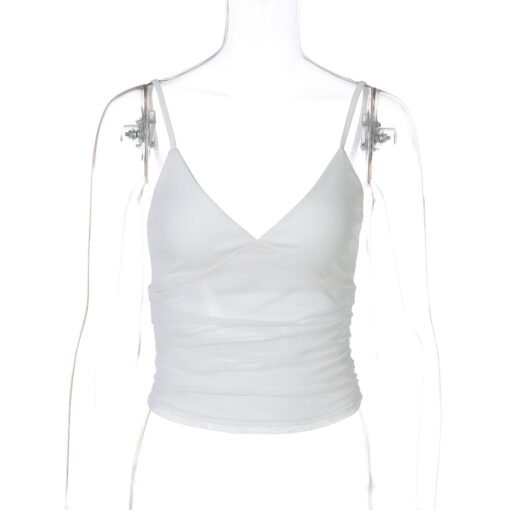 Mesh Slim Fit Patchwork Backless Camisole - Image 7