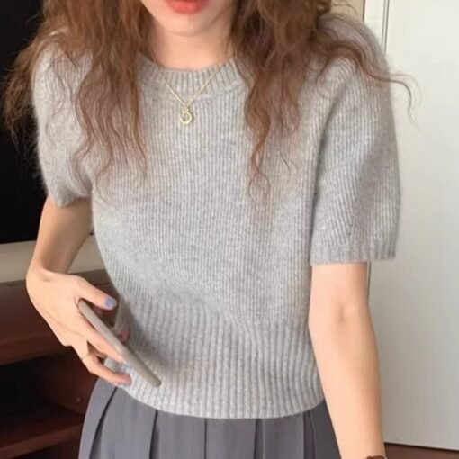 Soft Glutinous Inner Wear Sweater Puff Sleeve Short
