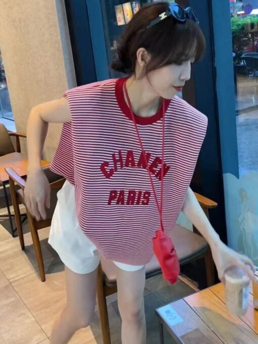 Vapetix One size fits all-One size fits all  Striped Thin Ice Silk Knitted Sweater Women's New Summer Loose Knitted Vest Sleeveless Top Women's - 图片 6