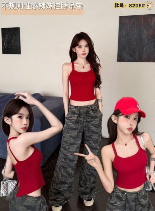 Vapetix One size fits all-One size fits all  ~ Spice Girls Beautiful Back Camisole Irregular Design Sense Wearing One-piece Cup Base Jacket - 图片 6