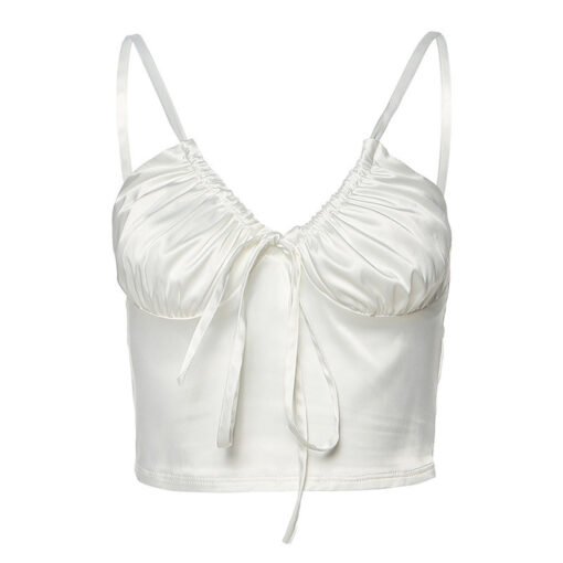 Women's Solid Color V-neck Brace Backless Slim Fit Navel Vest - Image 5