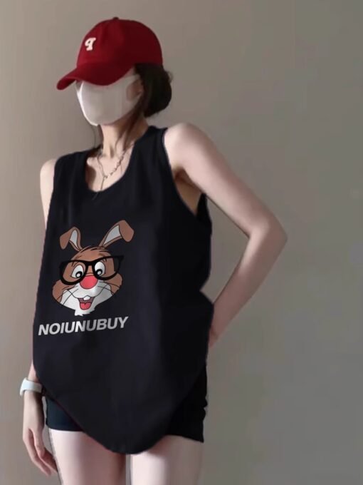Vapetix M-3XL  (Official Figure 200g Pure Cotton) Summer plus size Loose Mid-length dress chubby girl Vest T-shirt - Image 5
