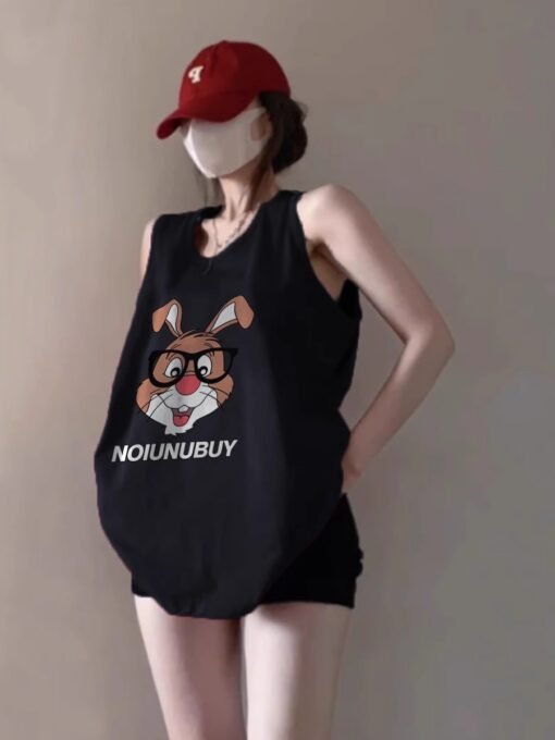 Vapetix M-3XL  (Official Figure 200g Pure Cotton) Summer plus size Loose Mid-length dress chubby girl Vest T-shirt - Image 3