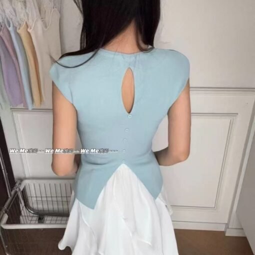 Vapetix One size fits all-One size fits all  2025 Early Spring New Korean Style Design Sense Chic Hollow Sleeveless Sweater Niche Pure Desire Sl - 图片 8