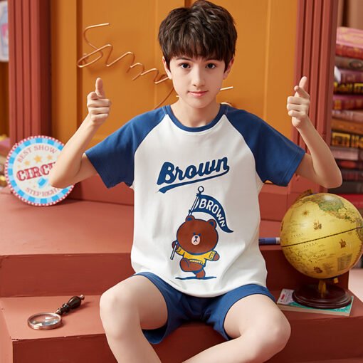 Vapetix 8 yards-16 codes  Cotton Children's Pajamas Summer Short-sleeved Shorts Pullover Cartoon Home Clothes suit - 图片 4