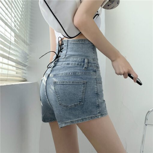 Summer High Waist Denim Rope Shorts For Women - Image 5
