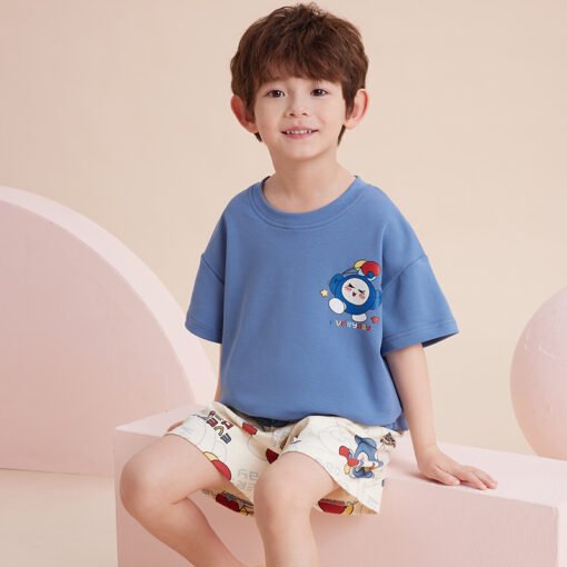 Vapetix 10 yards-L  Size 10-L Size Cotton Children's Pajamas Summer Short-sleeved Shorts Pullover Cartoon Home Clothes - 图片 3