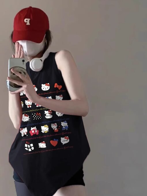 Vapetix M-3XL  (Official Figure 200g Pure Cotton) Summer plus size Loose Mid-length dress chubby girl Vest T-shirt - 图片 3
