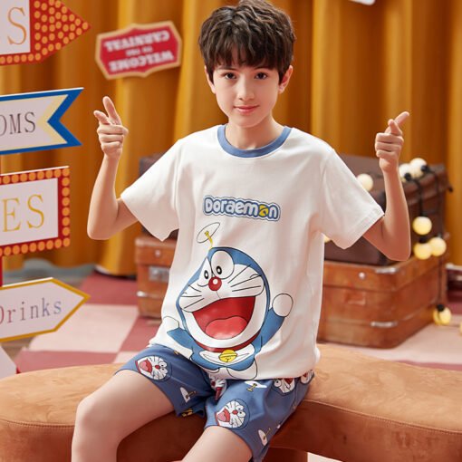 Vapetix 8 yards-14 yards  Cotton Children's Pajamas Summer Short-sleeved Shorts Pullover Cartoon Home Clothes suit - 图片 3