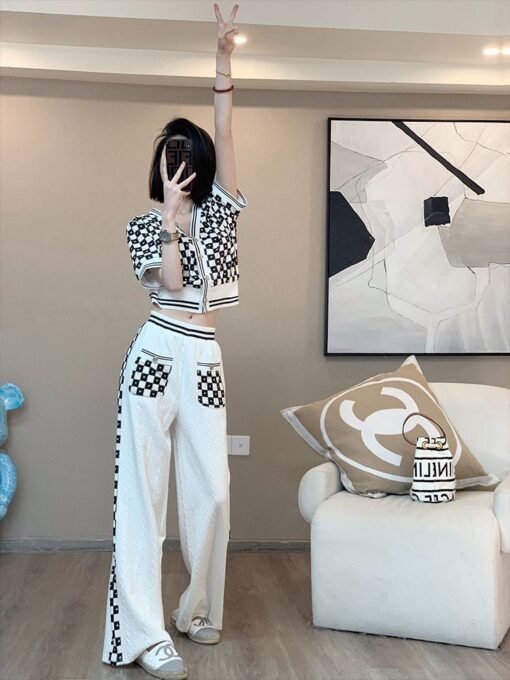 Vapetix S-2XL  Sports suit Women's Fashion Foreign Style Summer Celebrity Small Chanel Style Jacket Casual Wide Le - 图片 8