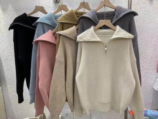 Women's Dacron Zipper Sweater Sweater Loose Outer Wear Bottoming Shirt - Image 10