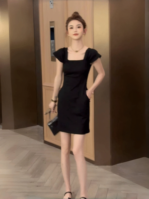 Vapetix One size fits all-One size fits all  French Style Lazy Style Flying Sleeve Striped dress Women's 2025 Summer Short Slim-fit Slimming Arm - 图片 8
