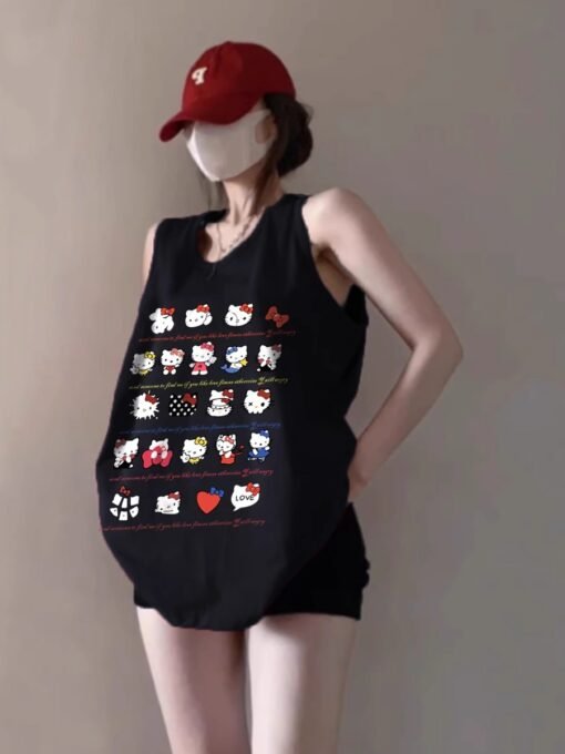 Vapetix M-3XL  (Official Figure 200g Pure Cotton) Summer plus size Loose Mid-length dress chubby girl Vest T-shirt - 图片 4