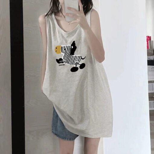 Vapetix M-3XL  (Official Figure 200g Pure Cotton) Summer plus size Loose Mid-length dress chubby girl Vest T-shirt - Image 5