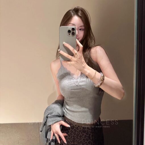 Vapetix One size fits all-One size fits all  Qian Meixi Ice Breathable Lyocell Lace Lace Stitching Elastic Knitted Breast Cover Suspenders Chest