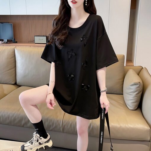 Vapetix M-2XL  | real shot | cotton 200g | back bag collar | long embroidered three-dimensional butterfly short sl - Image 8