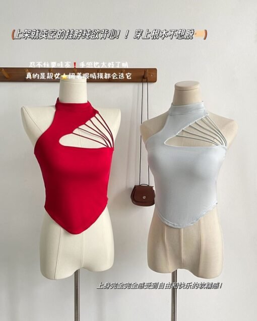 Vapetix One size fits all-One size fits all  Irregular Shoulder Halter Camisole Women's Outer Wear Summer Thai Pure Sweet Spice Girl Sexy Strapl - 图片 7