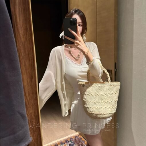 Vapetix One size fits all-One size fits all  Qian Meixi Ice Breathable Lyocell Lace Lace Stitching Elastic Knitted Breast Cover Suspenders Chest - 图片 9