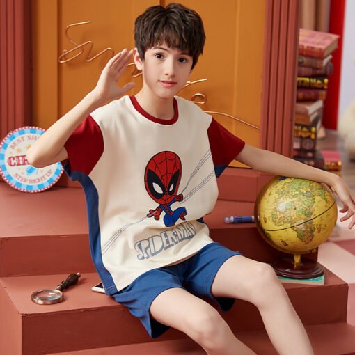 Vapetix 8 yards-14 yards  Cotton Children's Pajamas Summer Short-sleeved Shorts Pullover Cartoon Home Clothes suit - Image 4