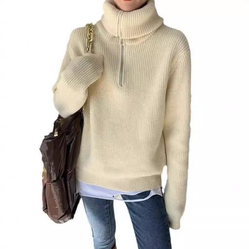 Women's Dacron Zipper Sweater Sweater Loose Outer Wear Bottoming Shirt - Image 4