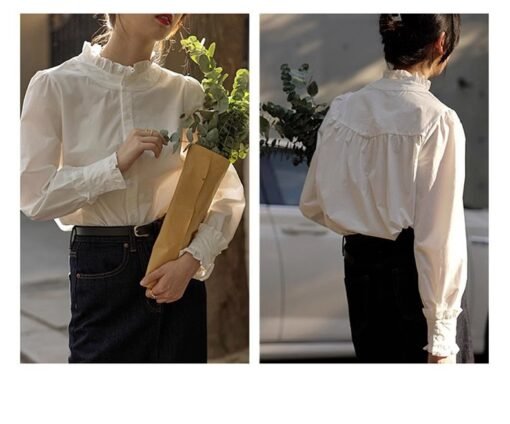 Women's Lace Collar Solid Color Shirt - Image 6