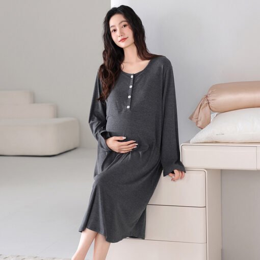 Vapetix 160(M)-175(XXL)  2025 Summer New 7030 Modal Colored Cotton Thread Belt Chest Pad Pullover Long Sleeve Moon Dress Sle - Image 4