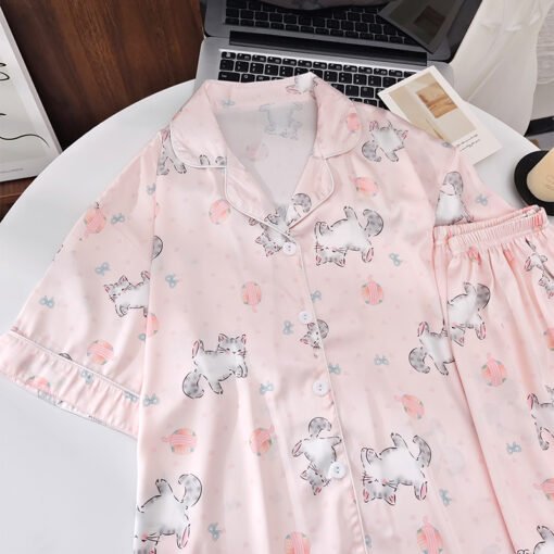 Vapetix M-XXL  Shaoxing -2025 Pajamas Women's New Ice Silk Cartoon Cute Short Sleeve Shorts Can Wear Two-Piece Hom - 图片 5