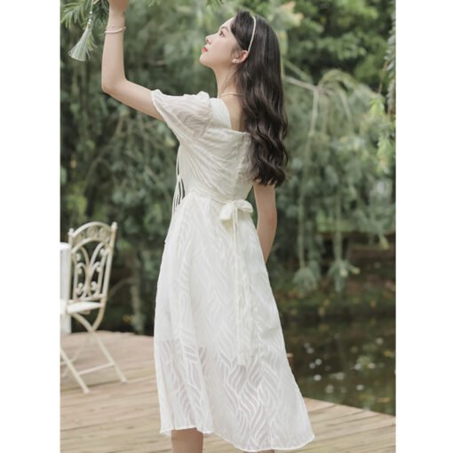 Vapetix S-2XL  New Chinese short-sleeved dress for women in summer 2025 new style fresh and sweet slim small Frenc