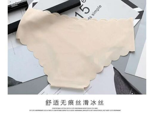 Vapetix M-L  Wavy Edge Sexy Underwear Women's Ice Silk Fabric Cotton Crotch Ultra-thin Breathable Non-marking Wo - 图片 3
