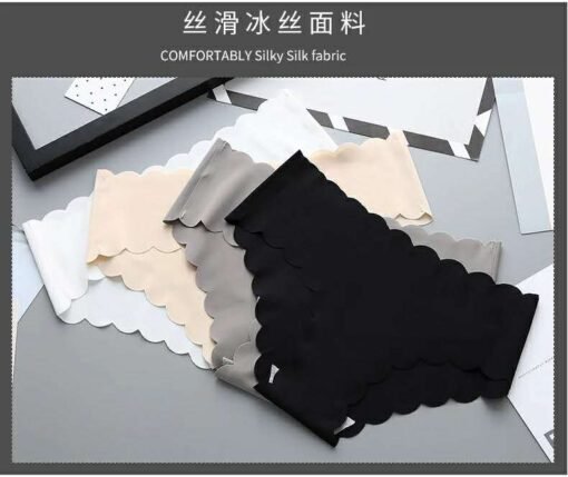 Vapetix M-L  Wavy Edge Sexy Underwear Women's Ice Silk Fabric Cotton Crotch Ultra-thin Breathable Non-marking Wo - 图片 7