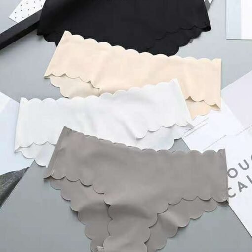 Vapetix M-L  Wavy Edge Sexy Underwear Women's Ice Silk Fabric Cotton Crotch Ultra-thin Breathable Non-marking Wo - 图片 4