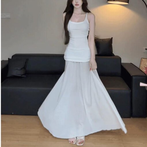 Vapetix S-XL  European and American Style Summer New Fashionable Square Collar Pleated Large Swing Waist Slimming