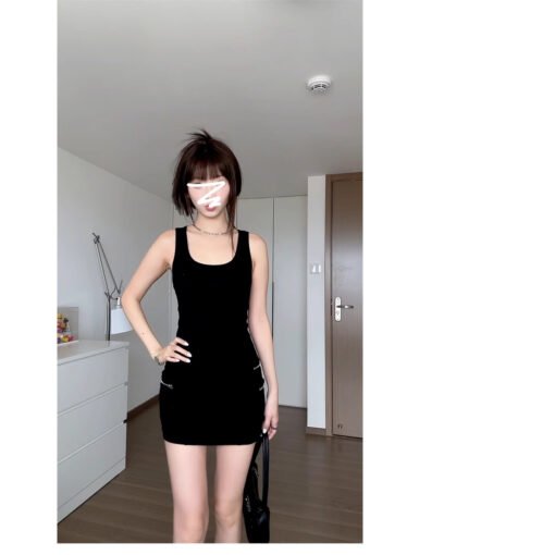 Vapetix S-XL  American Style Hot Girl Sleeveless Camisole Women's dress Women's Summer New Black Slim-fit Short S