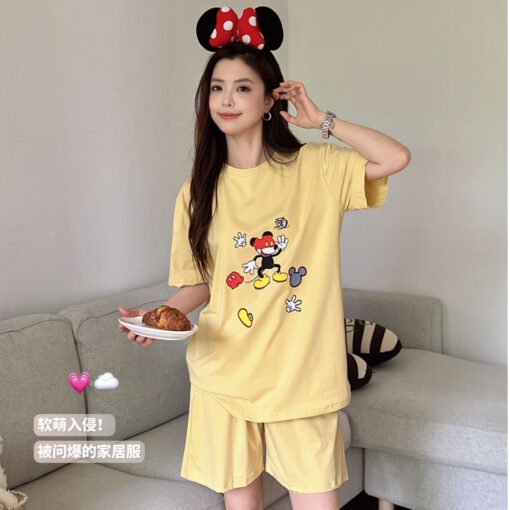 Vapetix M-XXL  2025 Pajamas Women's Cotton New Round Neck Short Sleeve Shorts Outer Wear Home Clothes suit Sweet C - 图片 3
