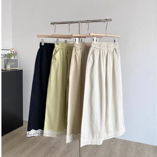Vapetix S-3XL  Korean Style Design Sense Lace Stitching Wide Leg Casual Pants 2025 Spring and Summer New High Wais – Bild 2