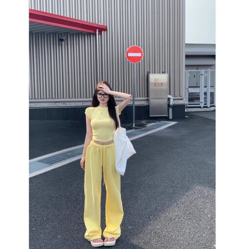 Vapetix S-XXL  Korean hot girl round neck navel exposed short-sleeved T-shirt for women's summer new waist-hugging - Pilt 2