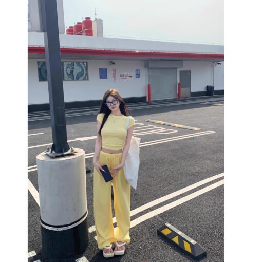 Vapetix S-XXL  Korean hot girl round neck navel exposed short-sleeved T-shirt for women's summer new waist-hugging - Pilt 4