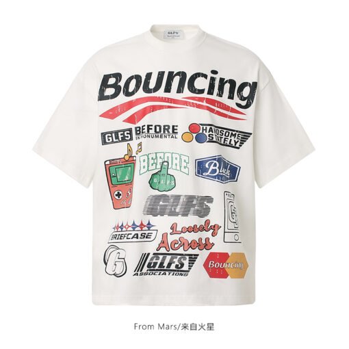 Vapetix S-3XL  【Tmall/Recommended】Heavy 230g double yarn pure cotton combed tightly trendy letter printed short-sl