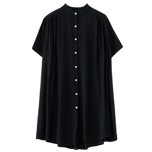Vapetix Large size one size fits all-Large size one size fits all  Solid Color A- Shirt Cotton Shirt chubby girl Plus Size Women's Loose Fat-breasted 100.00kg Collar - 图片 6
