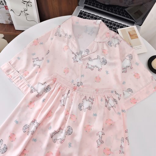 Vapetix M-XXL  Shaoxing -2025 Pajamas Women's New Ice Silk Cartoon Cute Short Sleeve Shorts Can Wear Two-Piece Hom