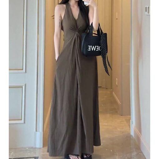 Vapetix M-2XL  Shipped French Hepburn Style Sleeveless V-neck Twisted Waist Vest dress Women's Summer Elegant Slim – Bild 4