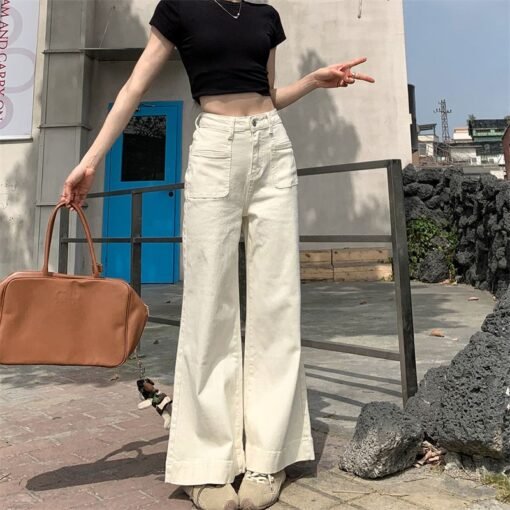 Vapetix XS-2XL  Real shot of 2025 spring and summer fashionable straight wide-leg pants pocket design trousers floo – Bild 2
