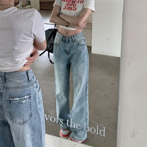 Vapetix XS-XL  Real shot of 2025 spring and summer fashion wear wide-leg pants straight-leg pants for women – Bild 2