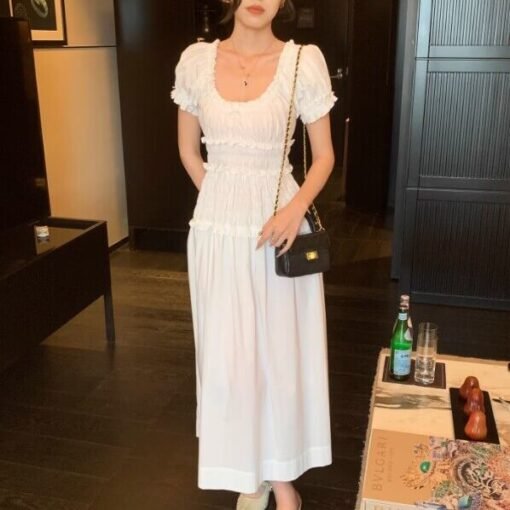 Vapetix S-L  Shipped 2025 New Women's Summer Short-sleeved Vacation Long Dress Elegant Waist Slimming Skirt – Bild 2