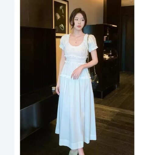 Vapetix S-L  Shipped 2025 New Women's Summer Short-sleeved Vacation Long Dress Elegant Waist Slimming Skirt – Bild 7