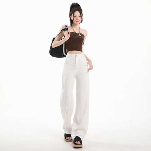 Vapetix XS-2XL  Real shot of 2025 spring and summer fashion trend casual pants for women high waist drooping wide-l – Bild 2