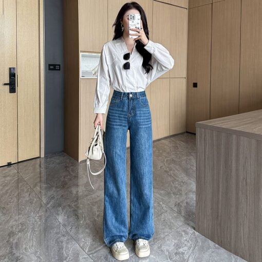 Vapetix XS-2XL  Real shot of 2025 spring and summer fashion trend casual pants for women high waist drooping wide-l – Bild 2