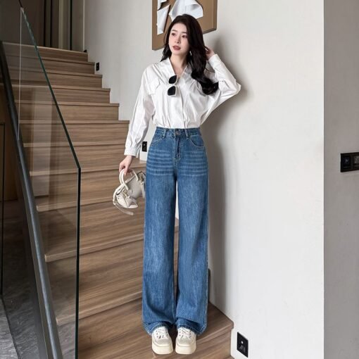 Vapetix XS-2XL  Real shot of 2025 spring and summer fashion trend casual pants for women high waist drooping wide-l – Bild 3